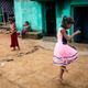 Kids play hopscotch at Hardi Bazar in Korba, Chhattisgarh, India.